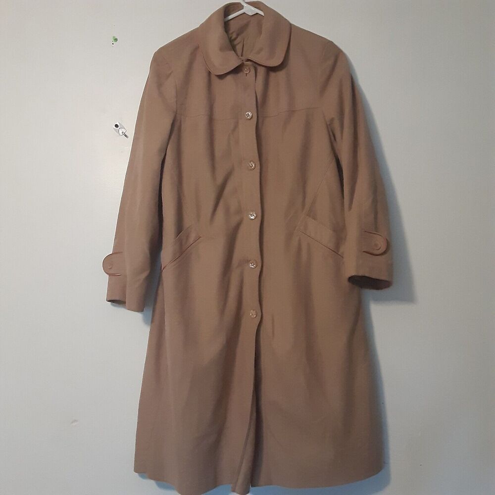 Vintage Forecaster Of Boston Trench Coat Womens Size 11/12 Pockets Lined Beige